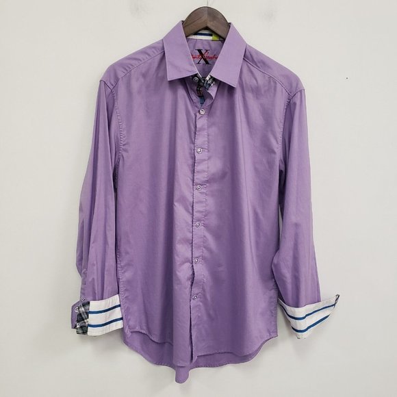 Robert Graham Other - Robert Graham Mens Tailored Fit Button Down Shirt Size L Contrast Cuff Purple